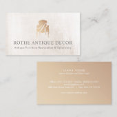 Carte De Visite Antique Chaise Française Gold Monogramme Logo (Devant / Derrière)