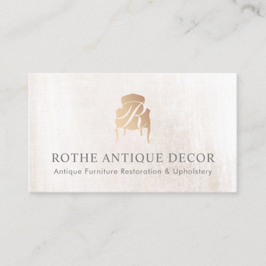 Carte De Visite Antique Chaise Française Gold Monogramme Logo (Devant)