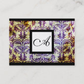 Carte De Visite ANTIQUE DAMASK CARRÉ MONOGRAM, perle violette noir (Dos)