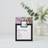Carte De Visite ANTIQUE DAMASK CARRÉ MONOGRAM, violet noir argent (Debout devant)