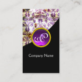 Carte De Visite ANTIQUE DAMASK PURPLE GEMSTONE MONOGRAS Noir (Dos)