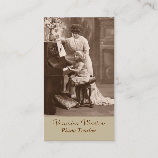 Carte de visite antique de professeur de piano (Devant)