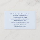 Carte de visite antique de réparation de montre (Dos)