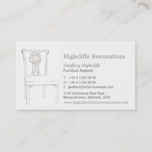 Carte de visite antique de restaurations de chaise (Devant)