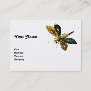 Carte De Visite ANTIQUE DRAGONFLY JEWEL Black White Pearl Papier