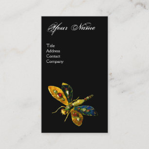 Carte De Visite ANTIQUE DRAGONFLY JEWEL MONOGRAM ; Noir Rose