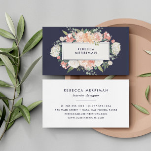 Carte De Visite Antique Floral Blush & Navy