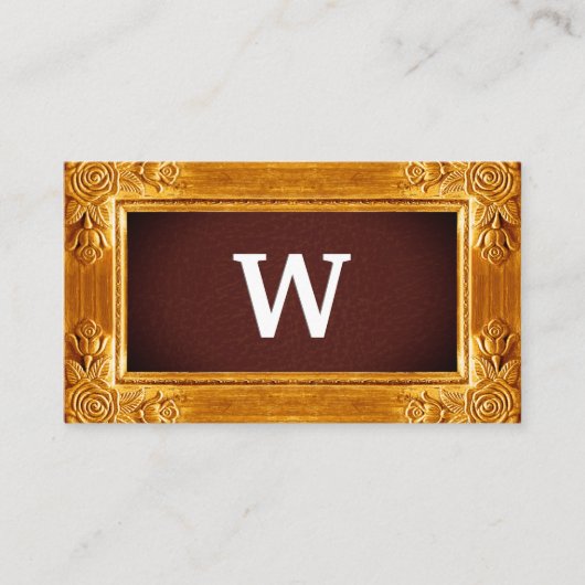 Carte De Visite Antique Gold Frame | Texture en cuir de luxe (Devant)