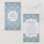 Carte de visite antique grunge bleu de concepteur (Devant / Derrière)
