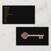 Carte De Visite Antique Or Or Steampunk Squelette clé (Devant / Derrière)