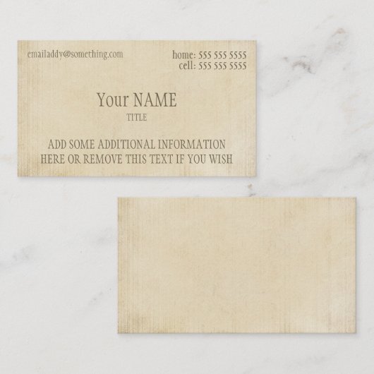 Carte De Visite Antique Parchment (Devant / Derrière)