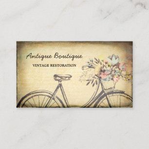 Carte De Visite Antique Shop Vintage Floral Bicycle