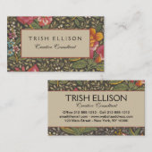 Carte De Visite Antique Toile de Jouy 1800 Branches florales (Devant / Derrière)