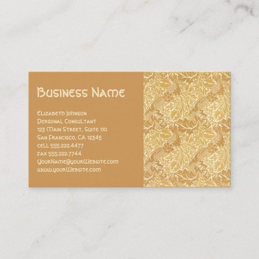 Carte De Visite Antique victorienne Fleurs Floral William Morris (Devant)