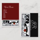 Carte De Visite ANTIQUE Voyage en mer, Ruby Rouge Noir Blanc (Devant / Derrière)