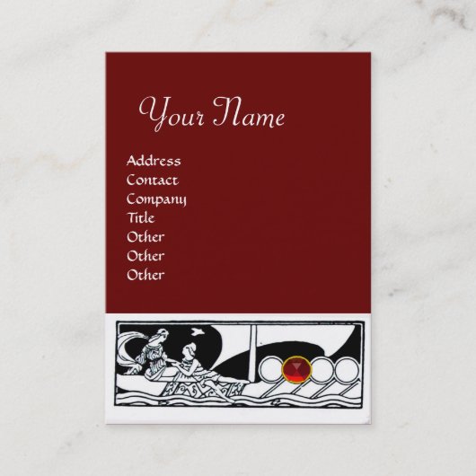 Carte De Visite ANTIQUE Voyage en mer, Ruby Rouge Noir Blanc (Devant)