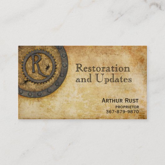 Carte De Visite Antiquité R de monogramme de Steampunk (Devant)
