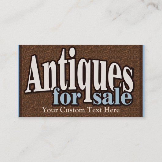Carte De Visite Antiquités à vendre. Objet de collection. (Devant)