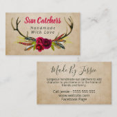 Carte De Visite Antlers Sun Catchers faits main (Devant / Derrière)