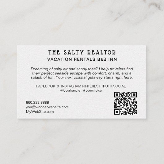 Carte De Visite *~* AP13 REALATOR Beach Rentals 5 B&B Inn (Dos)