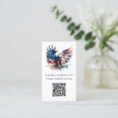 Carte De Visite *~* AP16 - QR Photo American Flag Bald Eagle (Debout devant)