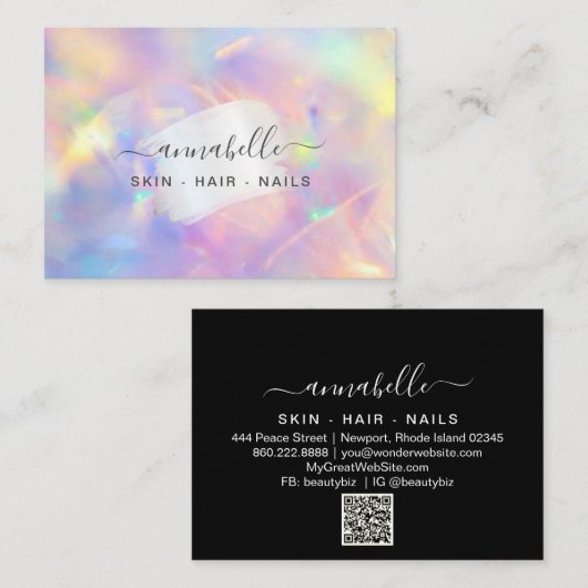Carte De Visite *~* AP26 OPAL Arc-en-ciel QR Holographe Ethereal  (Devant / Derrière)