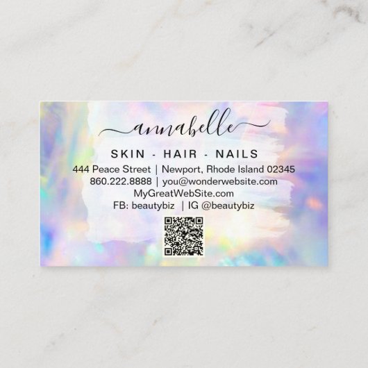 Carte De Visite *~* AP26 OPAL Prism Rainbow QR. Crystal Ethereal (Dos)