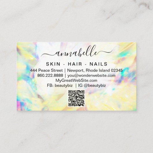 Carte De Visite *~* AP26 OPAL Rainbow Crystal Ethereal QR Prism (Dos)