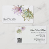 Carte De Visite *~* AP32 Lotus rose Yoga Fleur Zen QR Logo (Devant / Derrière)