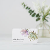 Carte De Visite *~* AP32 Lotus rose Yoga Fleur Zen QR Logo (Debout devant)