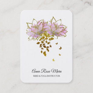 Carte De Visite *~* AP32 Pink Lotus Butterfly Floral Logo Zen QR