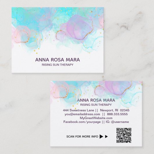 Carte De Visite *~** AP46 Pastel Gold Parties scintillant Abstrait (Devant / Derrière)