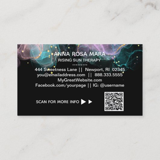 Carte De Visite *~* AP46 Pastel Gold Parties scintillant QR Abstra (Dos)