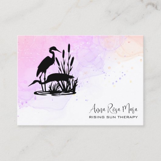 Carte De Visite *~* AP46 QR Elegant Ethereal Beach Marsh Heron (Devant)