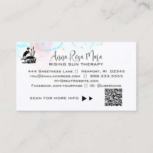 Carte De Visite *~* AP46 QR Ethereal Beach Marsh Elegant Herons (Dos)