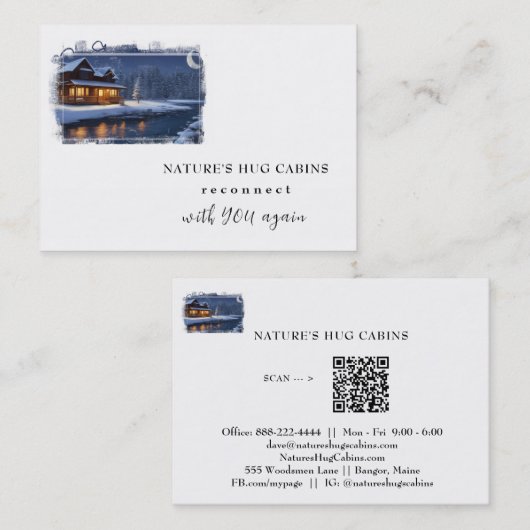 Carte De Visite *~* AP49 Cabine rustique QR Stream Snowy Night (Devant / Derrière)