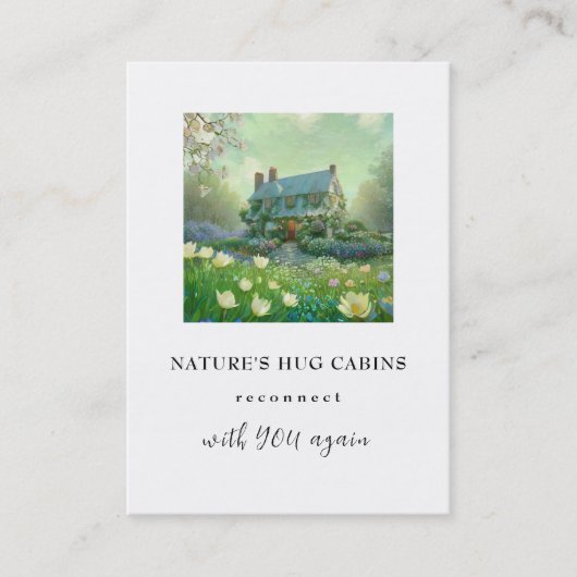 Carte De Visite *~* AP49 Chalet Cabine rustique Fleurs de printemp (Devant)