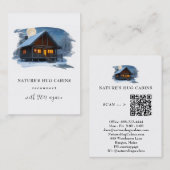 Carte De Visite *~* AP49 Rustique Cabine chalet QR Snowy Moon (Devant / Derrière)
