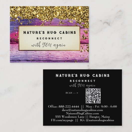 Carte De Visite *~* AP49 Rustique QR Parties scintillant en bois P (Devant / Derrière)