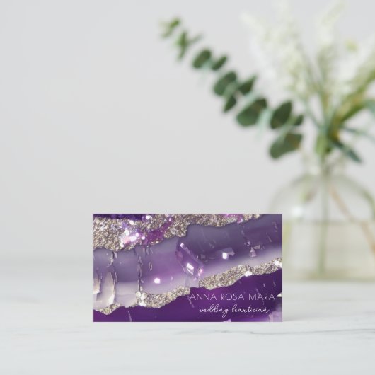 Carte De Visite *~* AP66 Glam QR Agate Purple Silver Parties scint (Debout devant)