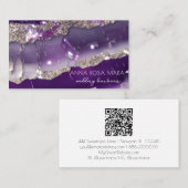 Carte De Visite *~* AP66 Glam QR Agate Purple Silver Parties scint (Devant / Derrière)