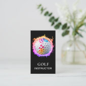 Carte De Visite *~* AP94 QR Flames Fire Rainbow Bold Golf Ball (Debout devant)