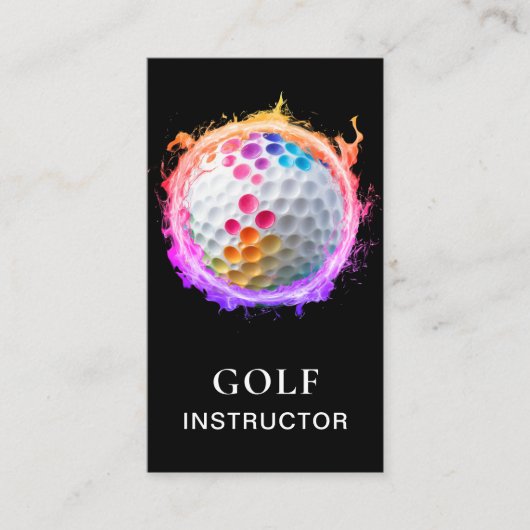 Carte De Visite *~* AP94 QR Flames Fire Rainbow Bold Golf Ball (Devant)