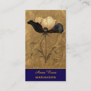 Carte De Visite *~* AP98 Élégante Fleur Or 3 Vintage QR