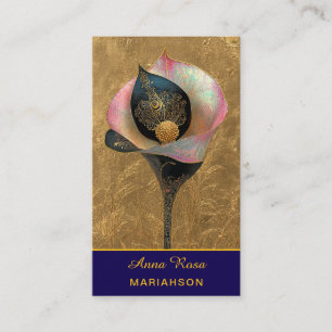 Carte De Visite *~* AP98 Élégante Fleur Or 9 Vintage QR