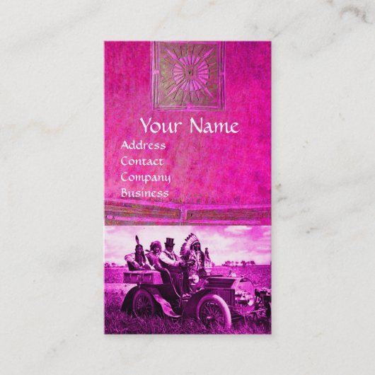 CARTE DE VISITE APACHES ET GERONIMO CONDUISANT UNE VOITURE À MOTEU (Devant)