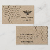 Carte De Visite Apiariste Hexagon vintage (Devant / Derrière)