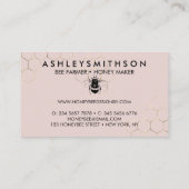 Carte De Visite Apiariste rose Miel Bumble Or Bee Honeypeb (Dos)