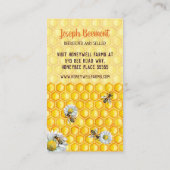 Carte De Visite Apiary Honeybees Apiary Vendeur d'abeilles Ferme d (Dos)