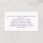 Carte de visite apiculteur de lavande miel (Dos)